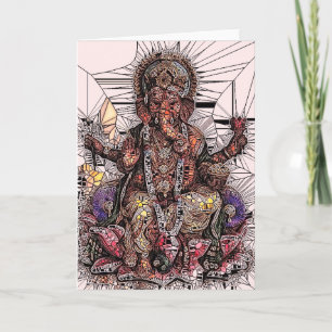 Sri Ganesha Buntglas-Gruß-Karte Karte