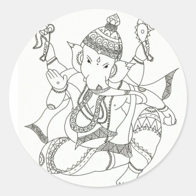 Sri Ganesha Runder Aufkleber (Vorderseite)