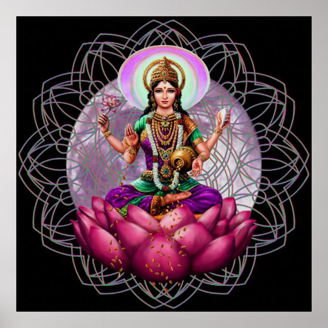 Sri Lakshmi/Laxmi Divine Große Plakatdruck Poster (Vorne)