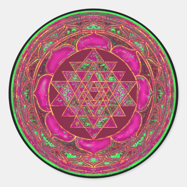 Sri Lakshmi Yantra Mandala Runder Aufkleber (Vorderseite)