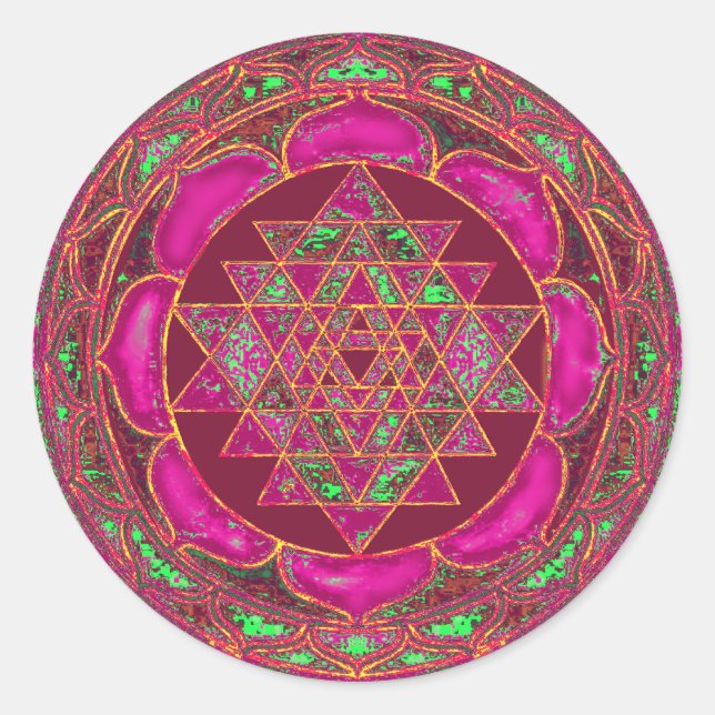Sri Lakshmi Yantra Mandala Runder Aufkleber (Vorderseite)