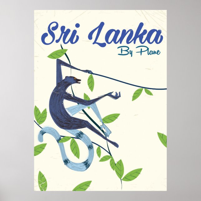 Sri lanka-Affe-Vintages Urlaubsposter Poster (Vorne)