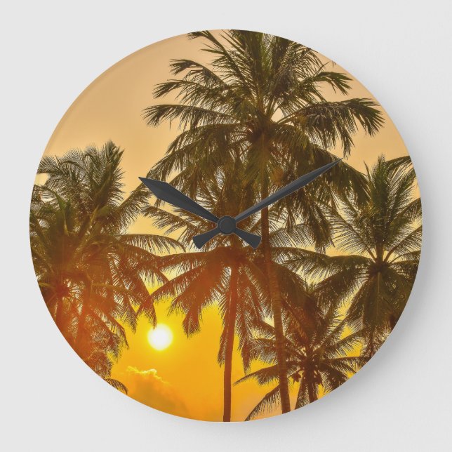 Sri Lanka Beach Sunset View Große Wanduhr (Vorderseite)