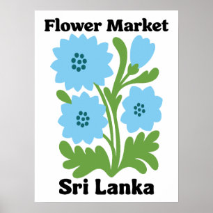 Sri Lanka Blumenmarkt Blaue Wasserlilie Tropisch Poster
