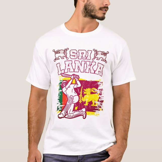 Sri Lanka Cricket Gift, Flag Brush Stroke T-Shirt (Vorderseite)