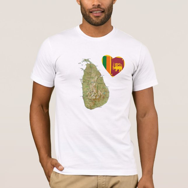 Sri Lanka Drapeau Coeur et carte T-shirt (Devant)