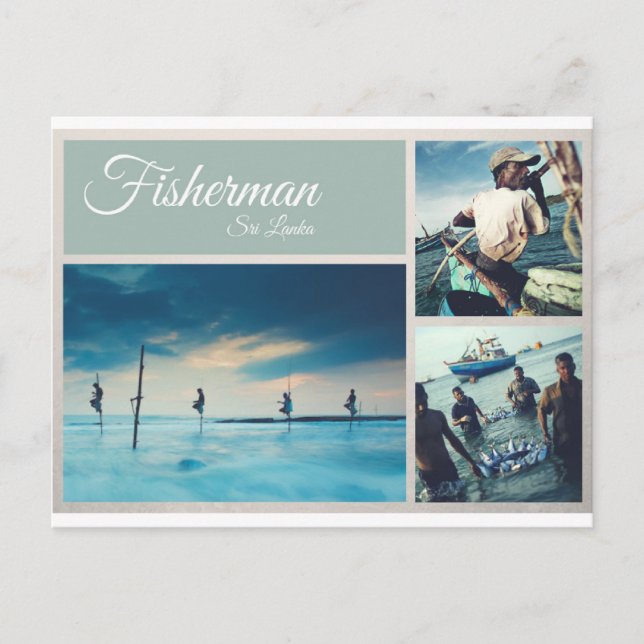 Sri Lanka Fisherman Postcard Postkarte (Vorderseite)