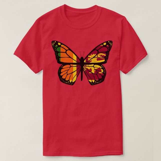 Sri Lanka Flag Butterfly T-Shirt (Design vorne)