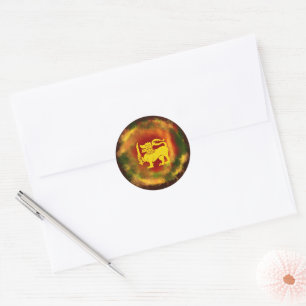 Sri Lanka Flag Lion Design Runder Aufkleber