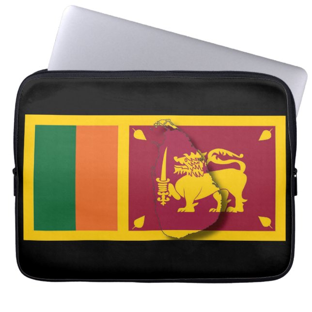SRI LANKA Flag Map Patriotic Computer BLACK Laptopschutzhülle (Vorderseite)