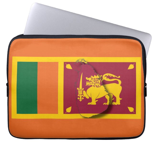 SRI LANKA Flag Map Patriotic Computer ORANGE Laptopschutzhülle (Vorderseite)