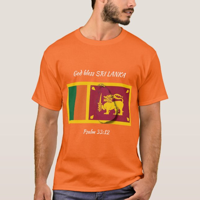 SRI LANKA FLAG Patriotic Scripting Custom ORANGE T-Shirt (Vorderseite)