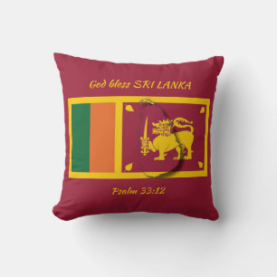 SRI LANKA FLAG Patriotic Scripture Custom BURGUNDY Kissen