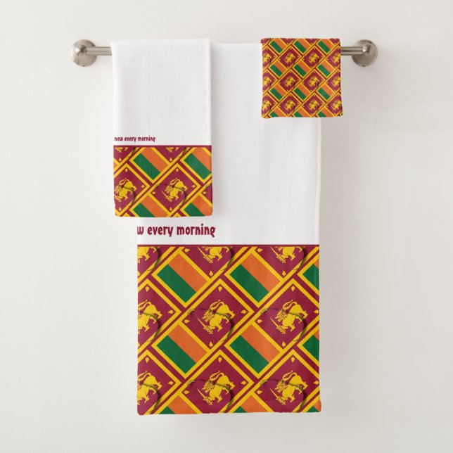 SRI LANKA FLAG Personalisierte Schrift WEISS Badhandtuch Set (Insitu)