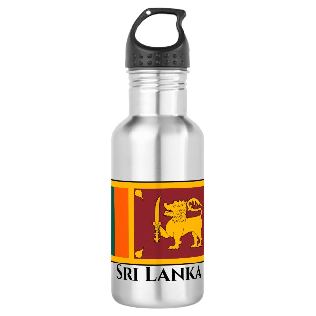 Sri Lanka-Flagge Edelstahlflasche (Vorderseite)
