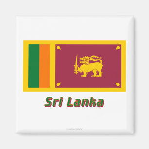 Sri Lanka Flagge mit Namen Magnet
