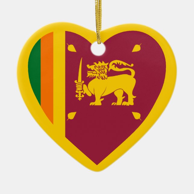 Sri Lanka Flaggen-Herz Keramik Ornament (Vorne)