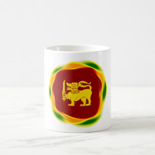 Sri Lanka Flaggenfarben und Yellow Lion Sinhala Kaffeetasse