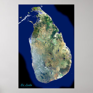 Sri Lanka from space satellite poster