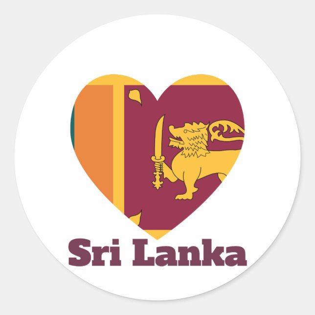 Sri Lanka Herzenflagge Runder Aufkleber (Vorderseite)