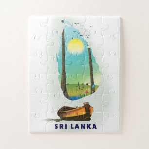 Sri Lanka Illustrierte Karte Tourismus Poster.