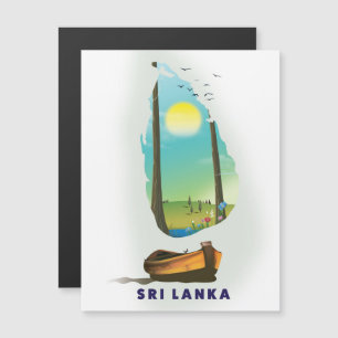 Sri Lanka Illustrierte Landkarte Tourismusposter. Magnetkarte