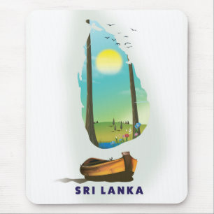 Sri Lanka Illustrierte Landkarte Tourismusposter. Mousepad