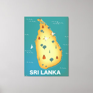 Sri Lanka Karte Reiseplakat Leinwanddruck