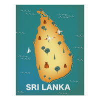 Sri Lanka Karte Reiseplakat