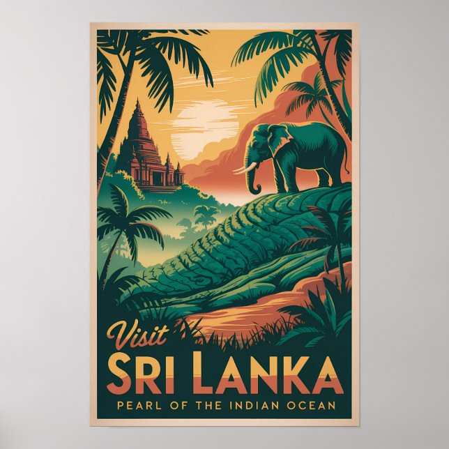 Sri Lanka Landschaft Illustration Reise Kunst Retr Poster (Vorne)