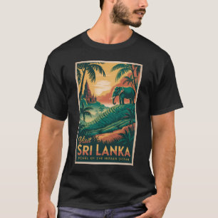 Sri Lanka Landschaft Illustration Reise Kunst Retr T-Shirt