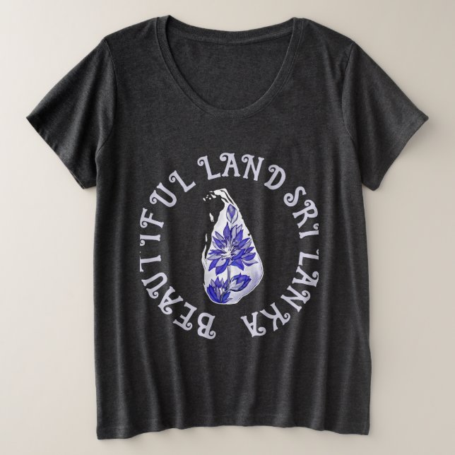 Sri Lanka Lotus Map Große Größe T-Shirt (Design vorne)