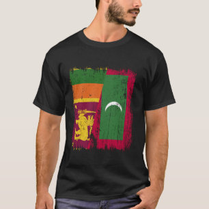 Sri Lanka Malediven Halbe Flagge Sri Lankan Maledi T-Shirt