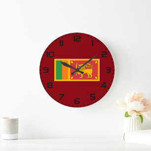 Sri Lanka Nationalflagge Löwensymbol Große Wanduhr