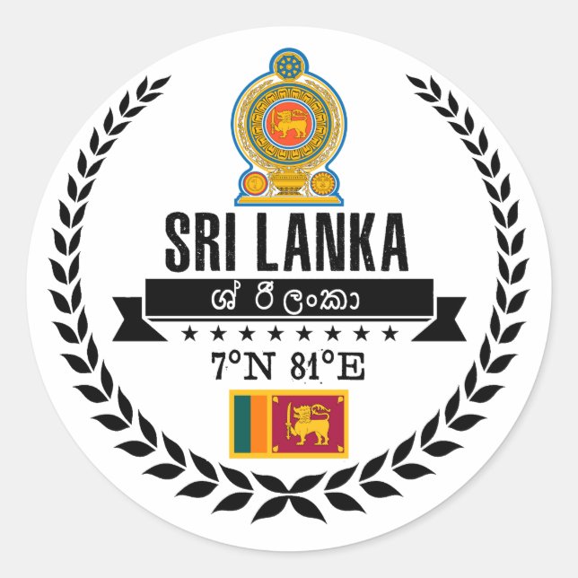 Sri Lanka Runder Aufkleber (Vorderseite)
