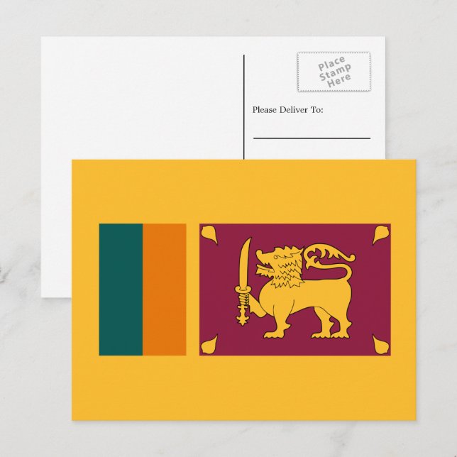 Sri Lankische Flagge, Flagge Sri Lankas Postkarte (Vorne/Hinten)