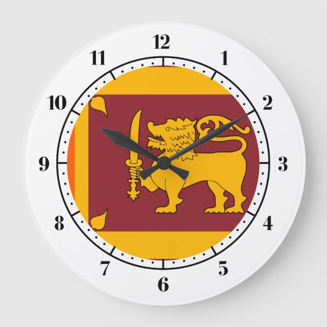 sri-lankische Flagge Große Wanduhr (Vorderseite)