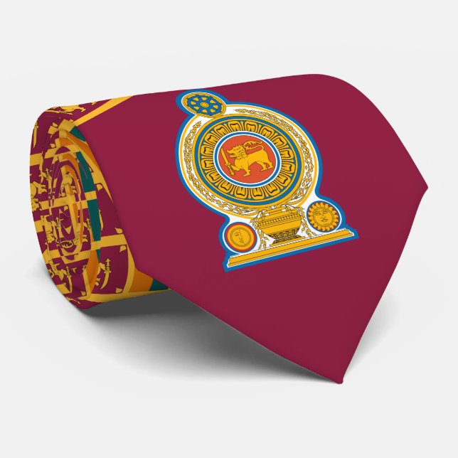 sri-lankische Flagge und Emblem, Flagge Sri Lankas Krawatte (Gerollt)