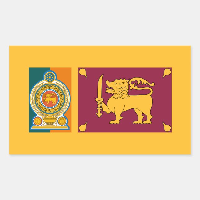 sri-lankische Flagge und Emblem, Flagge Sri Lankas Rechteckiger Aufkleber (Vorderseite)