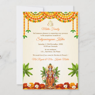 Sri Satyanarayan Bhagwan Puja Einladungskarte