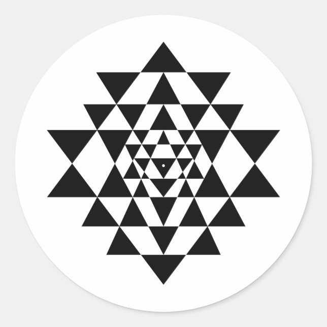 Sri Yantra Black & White Round Aufkleber (Vorderseite)