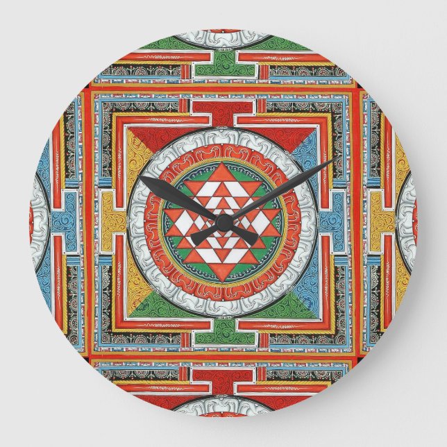 Sri Yantra Clock! Große Wanduhr (Vorderseite)