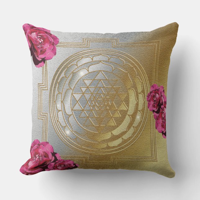 SRI YANTRA et le parfum du Rose II - Coussin (Recto)