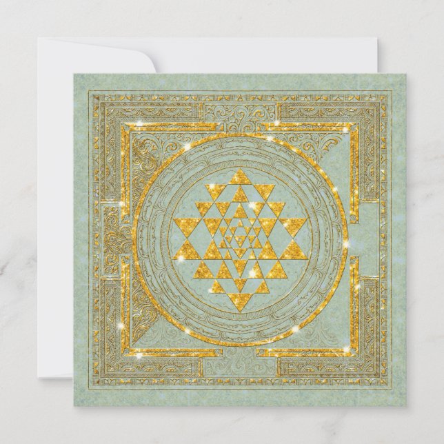 Sri Yantra Golden Glitzer - Einladungskarte (Vorderseite)