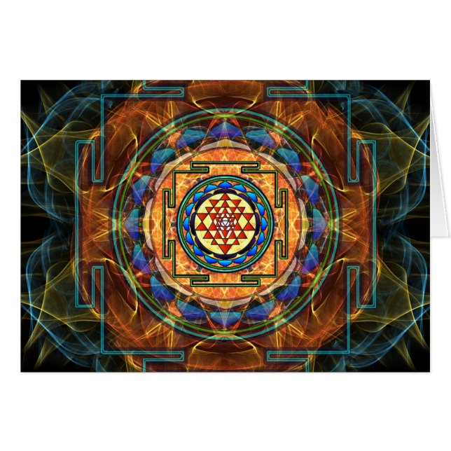 Sri Yantra - heilige Geometrie (Vorderseite (Horizontal))