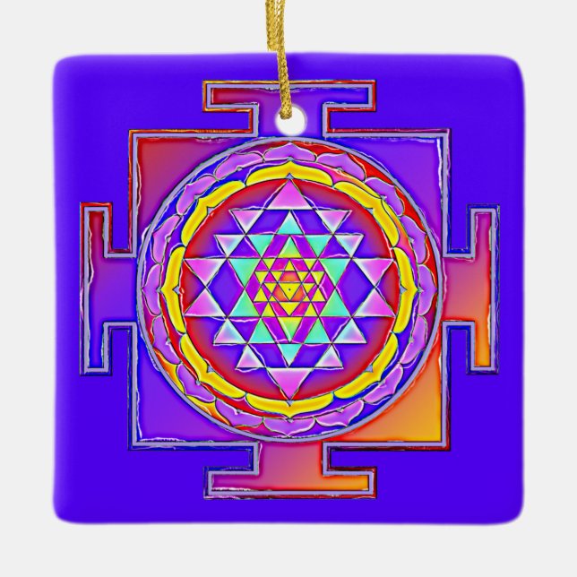 Sri Yantra - Hinduismus Symbol Design 1 Keramikornament (Vorderseite)