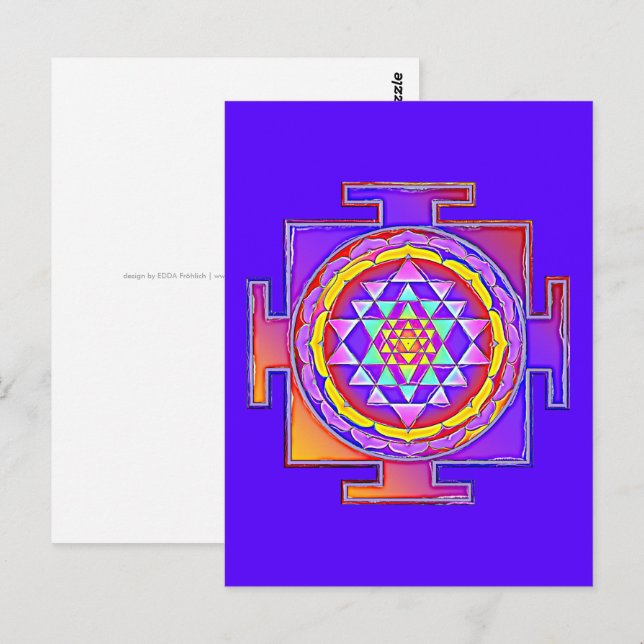 Sri Yantra - Hinduismus Symbol Design 1 Postkarte (Vorne/Hinten)