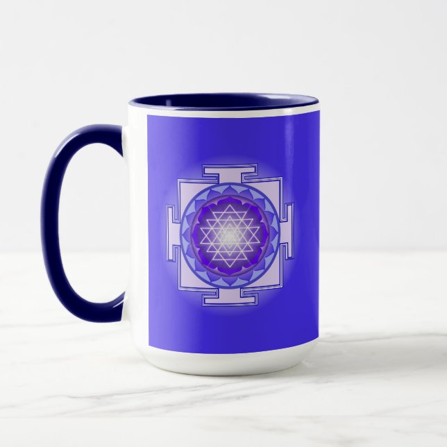 Sri Yantra Mandala Lila und Blue Combo Tasse (Links)