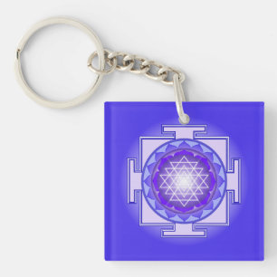 Sri Yantra Mandala Porte - clé violet et bleu