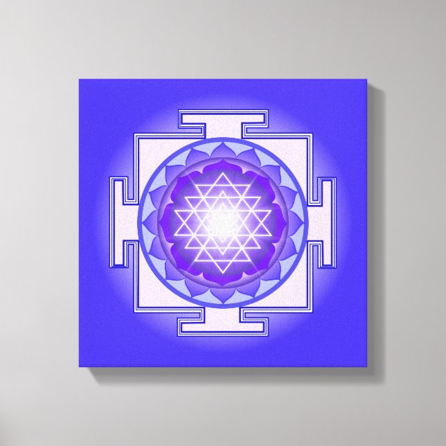 Sri Yantra Mandala violet et toile bleue (Recto)